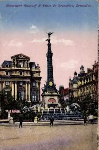 Ak Brüssel Brüssel, Anspach Denkmal, Brouckiere Platz