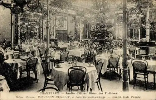 Ak Champeaux Seine et Marne, Jardin d'Hiver, Diner des Theatres, Innenansicht