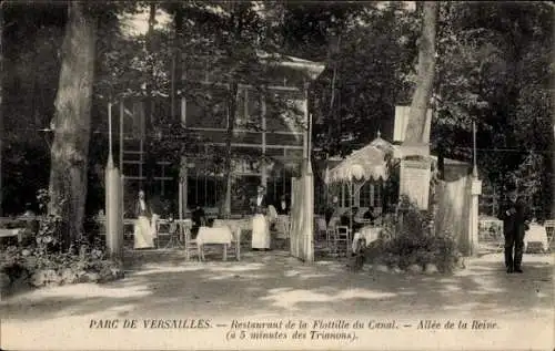 CPA Versailles-Yvelines, Restaurant de la Flotille du Canal, Allée de la Reine