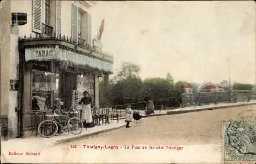 CPA Thorigny Lagny sur Marne Seine et Marne, Le Pont de fer côté Thorigny