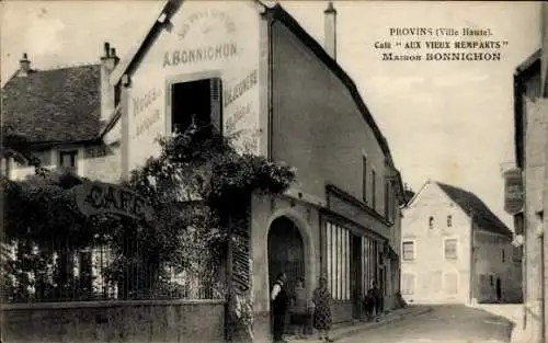 Ak Provins Seine et Marne, Café Aux Vieux Remparts, Maison Bonnichon