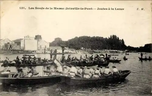 Ak Joinville le Pont Val de Marne, Boote auf der Marne