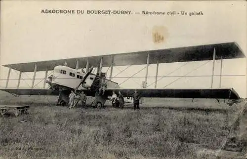 Ak Le Bourget Seine Saint Denis, Goliath Flugzeug, Doppeldecker