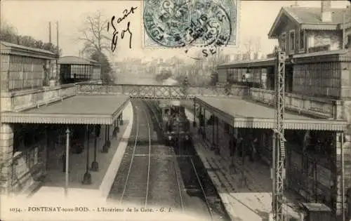 Ak Fontenay sous Bois Val de Marne, L'Interieur de la Gare, Eisenbahn