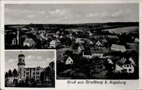 Ak Straßberg Bobingen in Schwaben, Totale, Schloss