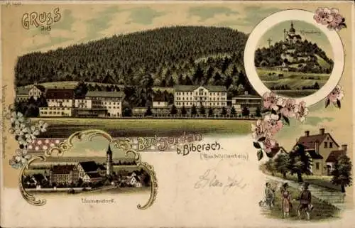 Litho Jordanbad Biberach an der Riß  Oberschwaben Württemberg, Ummendorf, Kreuzberg