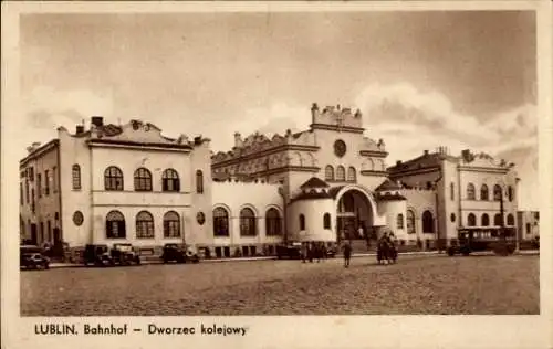 Ak Lublin Polen, Dworzec Kolejowy, Blick auf den Bahnhof