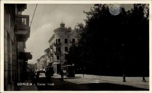 Ak Gorizia Görz Friuli Venezia Giulia, Corso Verdi, Straßenbahnen