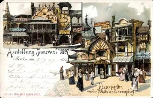 Litho Berlin, Ausstellung Transvaal 1897, Johannesburg, Häuser