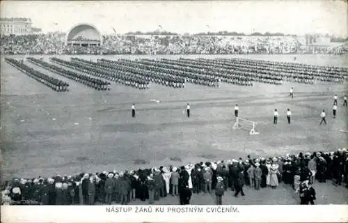 Ak Prag, Turnfest im Stadion 1912