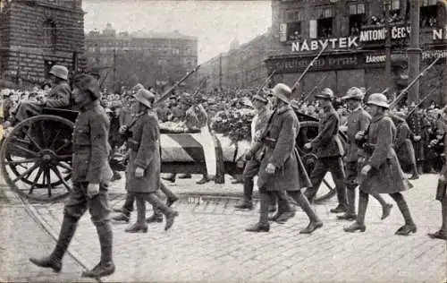 Ak Praha Prag, Pruvod na Vaclavskem Namesti, Parade auf dem Wenzelsplatz