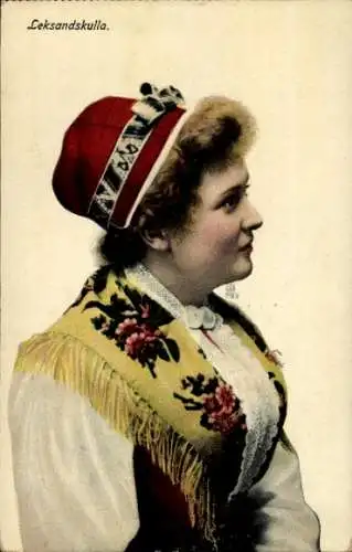 Ak Leksandskulla, Frau in schwedischer Volkstracht