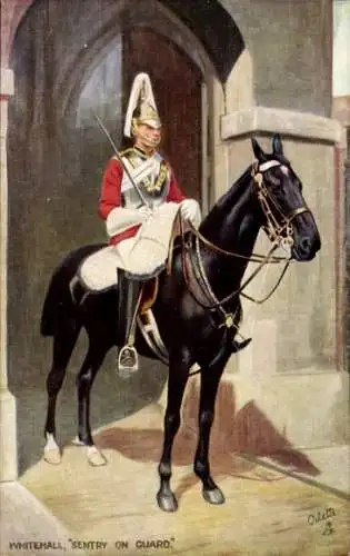 Ak London City, Whitehall, Mounted Sentry on Guard