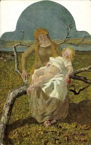 Künstler Ak Segantini, Giovanni, Mutterglück, Mutter mit Kind