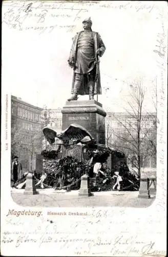 Ak Magdeburg in Sachsen Anhalt, Denkmal Fürst Bismarck