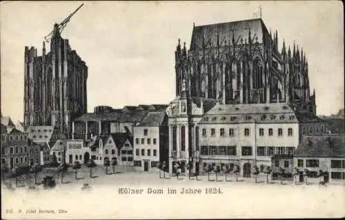 Ak Köln am Rhein, Dom im Jahr 1824