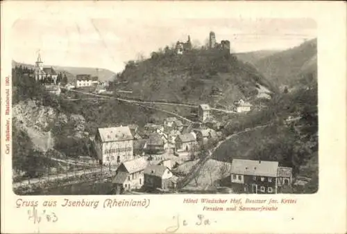 Ak Isenburg im Sayntal Westerwald, Teilansicht, Hotel Wiedscher Hof