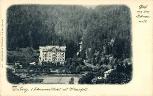 Ak Triberg im Schwarzwald, Schwarzwaldhotel mit Wasserfall