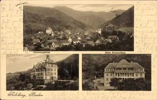 Ak Sulzburg im Markgräflerland Baden Schwarzwald, Genesungsheim, Städt. Krankenhaus, Panorama