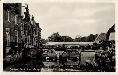 Ak Delden Hof van Twente Overijssel Niederlande, Gracht von het Kasteel Twickel, Delden