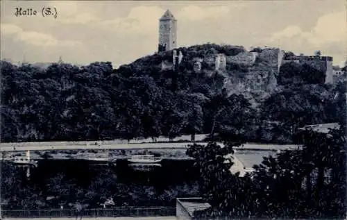 Ak Kröllwitz Cröllwitz Halle an der Saale, Blick auf Burgruine Giebichenstein