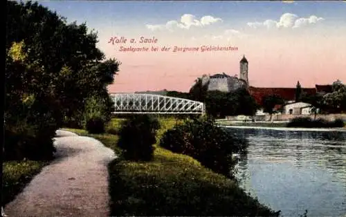 Ak Giebichenstein Halle an der Saale, Saale bei der Burgruine Giebichenstein