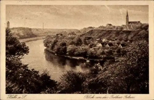 Ak Trotha Halle an der Saale, Blick von den Trothaer Felsen