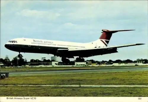 Ak British Airways Super VC10, Passagierflugzeug, Landung