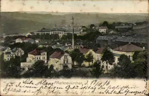 Ak Markneukirchen im Vogtland, Stadtansicht mit Kirchturm