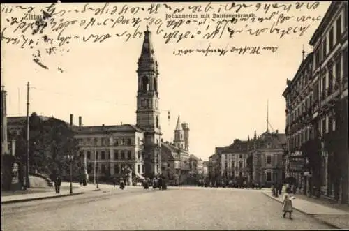 Ak Zittau in Sachsen, Johanneum mit Bautznerstraße