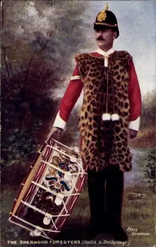 Künstler Ak Drummer, B., The Sherwood Foresters, Britischer Soldat in Uniform, Trommel