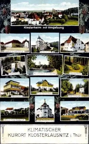 Ak Bad Klosterlausnitz in Thüringen, Kinderheim, Gasthof Friedrichshof, Rathaus, Klosterteich