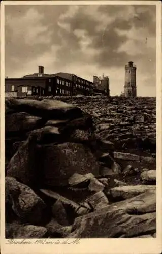 Ak Brocken im Harz, Brockenturm, Brockenhotel