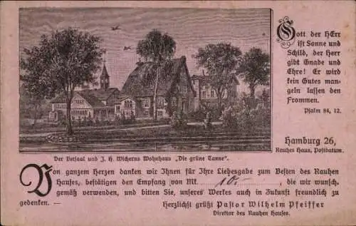 Ak Hamburg Horn, Das Rauhe Haus, Rauhes Haus, Betsaal und J. H. Wicherns Wohnhaus Grüne Tanne