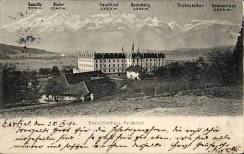 Ak Feldkirch Vorarlberg, Exerzitienhaus, Gauschla, Alvier, Faulfirst, Gamsberg, Tristenkolben