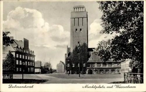 Ak Delmenhorst in Oldenburg, Marktplatz, Wasserturm