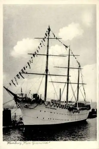 Ak Hamburg, Hafen, Segelschiff Hein Godenwind, schwimmende Jugendherberge