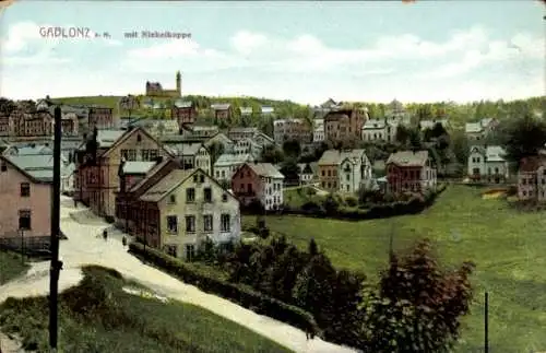 Ak Jablonec nad Nisou Gablonz an der Neiße Region Reichenberg, Blick auf die Stadt, Nickelkoppe