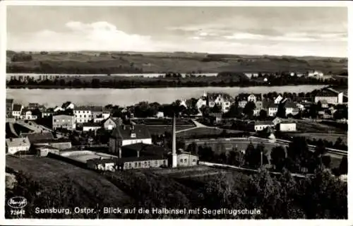 Ak Mrągowo Sensburg Ostpreußen, Halbinsel mit Segelflugschule