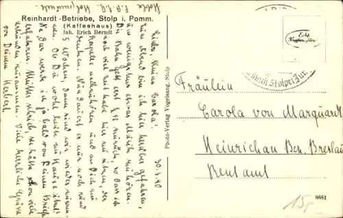 Ak Słupsk Stolp Pommern, Reinhardt-Betriebe, Kaffeehaus, Innenansicht