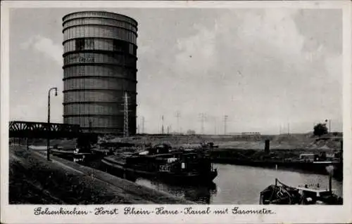 Ak Horst Gelsenkirchen im Ruhrgebiet, Rhein-Herne-Kanal, Gasometer