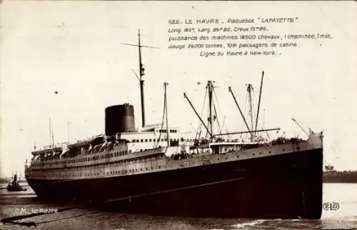 Ak Dampfer Lafayette, French Line