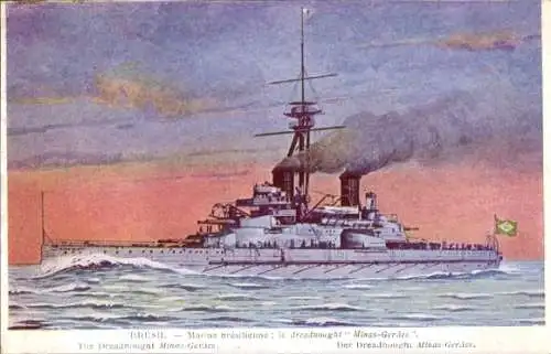 Ak Brasilianisches Kriegsschiff, Marine brésillienne, Dreadnought Minas Geraes