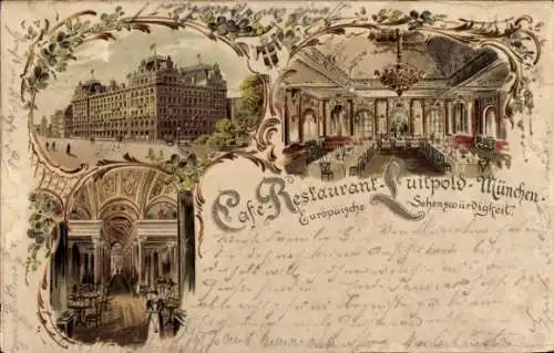 Litho München, Café Restaurant Luitpold, Europäische Sehenswürdigkeit