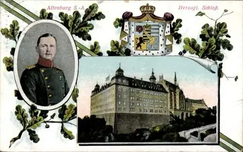 Passepartout Ak Altenburg Thüringen, Herzogliches Schloss, Herzog Ernst II. von Sachsen Altenburg