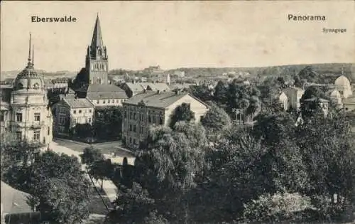 Ak Eberswalde in der Mark, Stadtpanorama, Synagoge