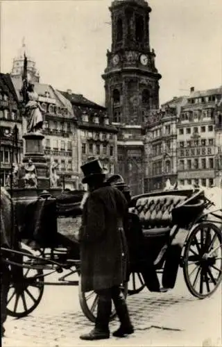 Foto Ak Dresden, Altmarkt, Kreuzkirche, Kaufhaus Renner, Kutsche