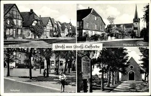 Ak Groß Lafferde Ilsede in Niedersachsen, Pfarrhaus, Kirche, Schulhof, Bierstraße