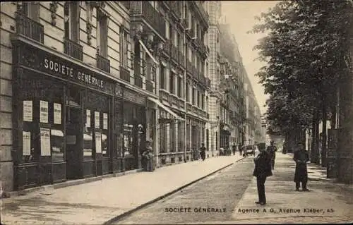 Ak Paris XVI. Passy, Societe Generale, Agence AG, Avenue Kleber 45