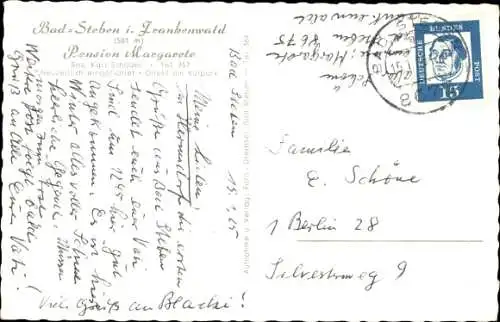 Ak Bad Steben im Frankenwald, Pension Margarete